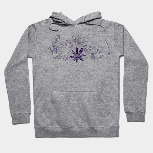 Elephants with flowers outline pattern Hoodie by Cris Banana